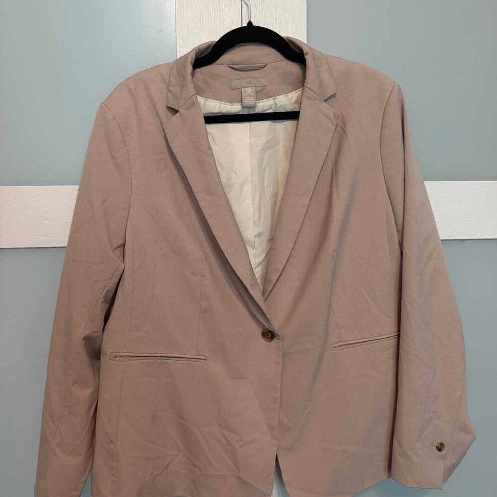 H&M Women’s XL Blush Pink One Button Blazer Career Office Jacket